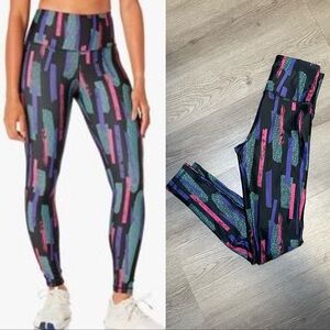Reebok Black and Purple Patterned Leggings